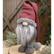 Red/Gray Striped Gnome with Dangle Hat