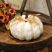 Cream Carved Look Resin Pumpkin - 6"