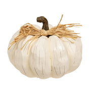 Cream Carved Look Resin Pumpkin - 6"