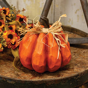 Orange Carved Look Resin Pumpkin - 5.75"