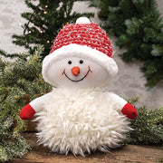 Red Nubby Knit Sitting Snowman - 11"H