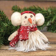 Furry Snowman with Scarf & Earmuffs Sitter