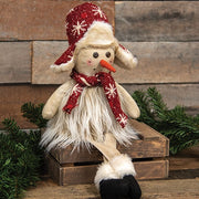 Furry Dangle Leg Snowman with Hunter Hat & Scarf