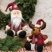 Cozy Snowflake Stuffed Moose/Santa Sitter  (2 Count Assortment)