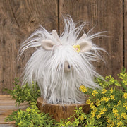 White Fluffy Bobbing Highland Cow