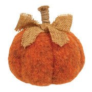 Plush Pumpkin with Burlap Bow  (3 Count Assortment)