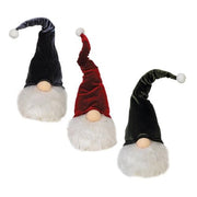 Plush Red/Green/Blue Velvet Gnome with LED Light  (3 Count Assortment)