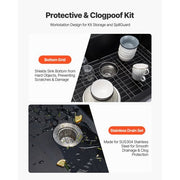 25 inch Kitchen Sink Workstation, Top Mount Granite Sinks, Drop-In Single Bowl Farmhouse Basin with Multiple Accessories, Household Dishwasher Sinks for RV, Prep Kitchen, and Bar (Black)