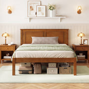 Full/Queen/Twin Size Bed Frame Farmhouse Wooden Platform Bed with Headboard-Twin Size - Size: Twin Size