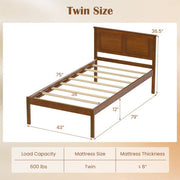 Full/Queen/Twin Size Bed Frame Farmhouse Wooden Platform Bed with Headboard-Twin Size - Size: Twin Size