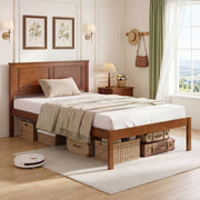 Full/Queen/Twin Size Bed Frame Farmhouse Wooden Platform Bed with Headboard-Twin Size - Size: Twin Size