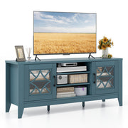 Farmhouse TV Stand for TVs Up to 65 Inches 4 Adjustable Shelves-Teal Blue - Color: Blue - Size: 65 inches