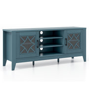 Farmhouse TV Stand for TVs Up to 65 Inches 4 Adjustable Shelves-Teal Blue - Color: Blue - Size: 65 inches