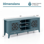 Farmhouse TV Stand for TVs Up to 65 Inches 4 Adjustable Shelves-Teal Blue - Color: Blue - Size: 65 inches