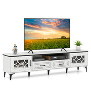 Farmhouse TV Stand for TVs up to 80 Inch with 2 Drawers-White - Color: White