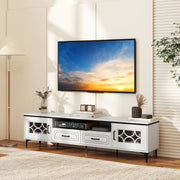 Farmhouse TV Stand for TVs up to 80 Inch with 2 Drawers-White - Color: White