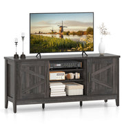 Farmhouse TV Stand for TVs up to 65 Inch Entertainment Center with 2 Storage Cabinets-Gray - Color: Gray