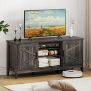 Farmhouse TV Stand for TVs up to 65 Inch Entertainment Center with 2 Storage Cabinets-Gray - Color: Gray