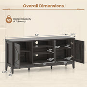 Farmhouse TV Stand for TVs up to 65 Inch Entertainment Center with 2 Storage Cabinets-Gray - Color: Gray