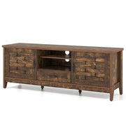 Farmhouse TV Stand for 65 Inch TVs with 2 Woven Accent Doors and 3 Adjustable Shelves-Rustic Brown - Color: Rustic Brown