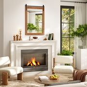 Rustic Wood Frame Barn Door Style Farmhouse Wall Mirror-White