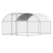 Metal Chicken Coop, 9.8x13.1x6.5 ft Large Walk-in Chicken Runs with Cover, Doom Roof Hen House Enclosure with Security Lock, Outdoor Duck Rabbit Cage Poultry Pen for Backyard, Farm, Yard