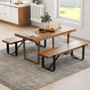 60 Inch Entryway Bench Rustic Farmhouse Wooden Shoe Rack with Metal Frame-Natural - Color: Natural