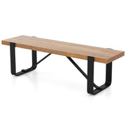 60 Inch Entryway Bench Rustic Farmhouse Wooden Shoe Rack with Metal Frame-Natural - Color: Natural