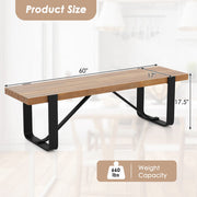 60 Inch Entryway Bench Rustic Farmhouse Wooden Shoe Rack with Metal Frame-Natural - Color: Natural