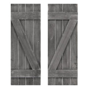 36 x 13 Inch Farmhouse Paulownia Wood Window Shutters Set of 2 for Windows-Dark Gray - Color: Dark Gray