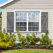 36 x 13 Inch Farmhouse Paulownia Wood Window Shutters Set of 2 for Windows-Dark Gray - Color: Dark Gray