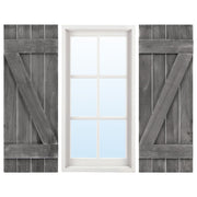 36 x 13 Inch Farmhouse Paulownia Wood Window Shutters Set of 2 for Windows-Dark Gray - Color: Dark Gray