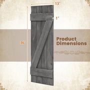 36 x 13 Inch Farmhouse Paulownia Wood Window Shutters Set of 2 for Windows-Dark Gray - Color: Dark Gray
