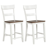 Farmhouse Dining Bar Stool Set of 2 with Solid Rubber Wood Frame-White - Color: White
