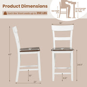 Farmhouse Dining Bar Stool Set of 2 with Solid Rubber Wood Frame-White - Color: White