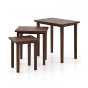 3-Piece Farmhouse Rectangle Side Table Set for Living Room-Walnut - Color: Walnut