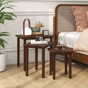 3-Piece Farmhouse Rectangle Side Table Set for Living Room-Walnut - Color: Walnut