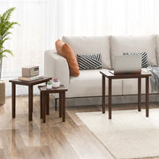 3-Piece Farmhouse Rectangle Side Table Set for Living Room-Walnut - Color: Walnut