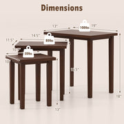 3-Piece Farmhouse Rectangle Side Table Set for Living Room-Walnut - Color: Walnut