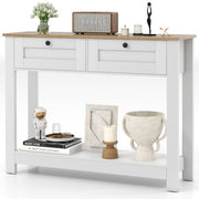Farmhouse Console Table with 2 Drawers 42 inch Long Narrow Entryway Table