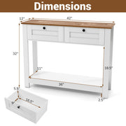 Farmhouse Console Table with 2 Drawers 42 inch Long Narrow Entryway Table