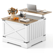 Farmhouse Lift Top Coffee Table with Hidden Storage Compartment-Brown - Color: Brown