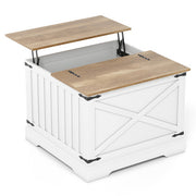 Farmhouse Lift Top Coffee Table with Hidden Storage Compartment-Brown - Color: Brown