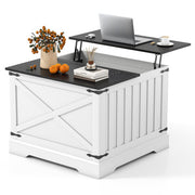 Farmhouse Lift Top Coffee Table with Hidden Storage Compartment-Black - Color: Black