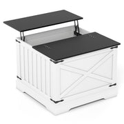 Farmhouse Lift Top Coffee Table with Hidden Storage Compartment-Black - Color: Black