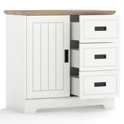 Farmhouse Sideboard Buffet Cabinet Kitchen Pantry with Sliding Doors-White - Color: White