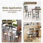 Dining Chairs Set of 2 Farmhouse Solid Rubber Wood Windsor Chairs with Removable Seat Cushions-Black - Color: Black