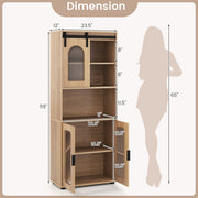 Farmhouse Bathroom Floor Cabinet with Sliding Barn Door-Natural