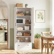 72 Inch Tall Kitchen Pantry Cabinet Farmhouse Wooden Cupboard with 2 Doors-White - Color: White