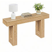 63 Inches Long Console Table Farmhouse Entryway Table with Storage-Natural - Color: Natural